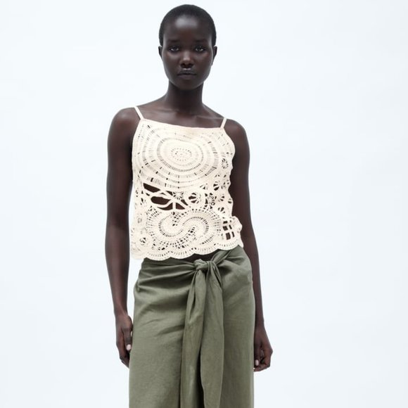 NWT ECRU CROCHET CAMISOLE TOP - Picture 4 of 6